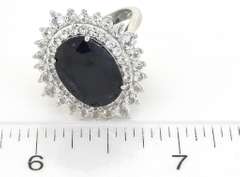 Abyssal Midnight & White Sapphire Ring in Sterling Silver