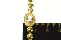 18K Yellow Gold Oval Pink Topaz Diamond Halo Round Link Bracelet