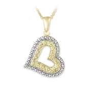 18K Gold over Sterling Silver Diamond Accent Floating Heart Necklace