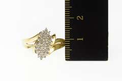 14K Yellow Gold Classic Wavy Diamond Cluster Statement Ring