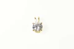 14K Yellow Gold Round Solitaire Classic Statement CZ Pendant