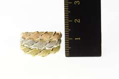 14K Yellow Gold Tri Tone Tiered Twist Textured Statement Band Ring