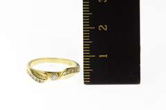 14K Yellow Gold Classic Diamond Wavy Promise Engagement Ring