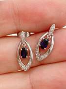 14kt Gold, Blue Sapphire & Diamond Earrings