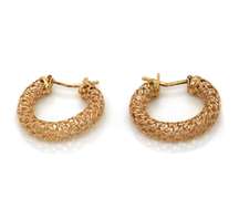 Chic 14kt YG Openwork Textured Hoop Earrings