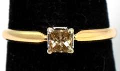 Lovely 0.27CT Champagne Diamond Ring in 14KT Yellow Gold