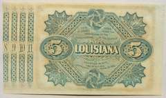 $ 5 State of Louisiana Brown Ink Baby Bond