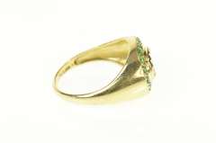 14K Yellow Gold Natural Opal Emerald Halo Retro Statement Ring