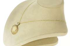 14K Yellow Gold Carved Mother Of Pearl Lady Ornate Oval Pendant