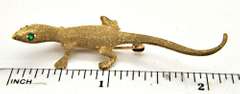 14K GOLD LIZARD BROOCH WITH EMERALDS