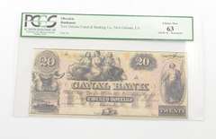 $20 18XX Remainder New Orleans Canal & Banking Obsolete Banknote PCGS