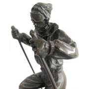 Hot Cast Sport Trophy Young Man Playing Ski Bronze Museum Quality Artwork figure