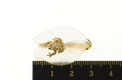 14K Yellow Gold Diamond Tree Dart Frog Camphor Glass Pin/Brooch