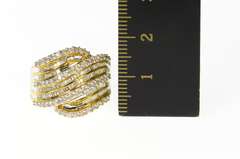 10K Yellow Gold 1.56 Ctw Wavy Diamond Statement Band Ring