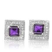 1 1/5 CARAT AMETHYST STERLING SILVER EARRINGS