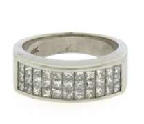 Sepctacular White Gold Invisible Set Princess Cut Diamond Band