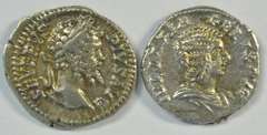 Near Mint Septimius Severus & Julia Domna Roman Silver Ancients