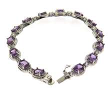 Sterling Silver Oval Amethyst Tennis Bracelet