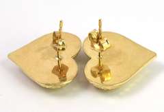 Large Textured Heart Earrings in 14KT Yellow Gold