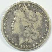 Scarce 1891-CC Morgan Silver Dollar. Nice circ