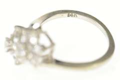 14K White Gold Retro Classic Flower Cluster CZ Bypass Ring