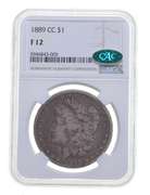 F12 1889-CC Morgan Silver Dollar - CAC - Graded NGC
