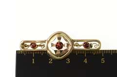 9K Yellow Gold Victorian Three Stone Garnet Statement Pin/Brooch