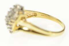 14K Yellow Gold Classic Wavy Diamond Cluster Statement Ring