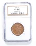 MS65 BN 1853 Braided Hair Large Cent - Graded NGC