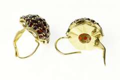 14K Yellow Gold Pave Garnet Domed Cluster Dangle Retro Earrings