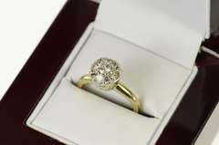 14K White Gold 0.50 Ctw 1950's Diamond Cluster Engagement Ring
