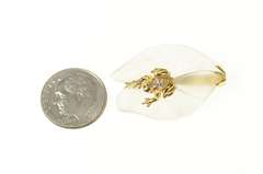 14K Yellow Gold Diamond Tree Dart Frog Camphor Glass Pin/Brooch