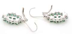 Vivacious Emerald Cluster Earrings in Platinum-Plated Silver