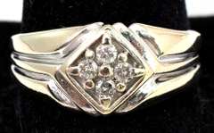 Carved CZ Band Ring in White Gold, Size 11