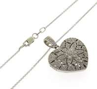Charming White Gold Heart Locket Pendant on Chain