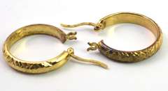 Geometric Textured Hoop Earrings in Vermeil
