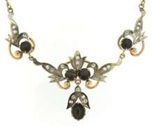 Wonderful Set of Cab Black Sapphire Neckace and Earrings