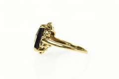 10K Yellow Gold Black Onyx Squared Diamond Accent Ornate Ring