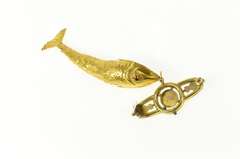 9K Yellow Gold Victorian Elaborate Floral Articulated Fish Pin/Brooch