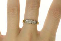 10K Yellow Gold Tiered Diamond Squared Statement Band Ring