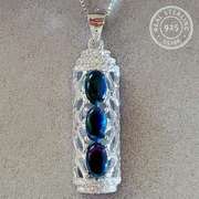 ETHIOPIAN BLACK OPAL & WHITE SAPPHIRE STERLING SILVER PENDANT