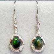 ETHIOPIAN BLACK OPAL & WHITE TOPAZ 1.20 CT ETHIOPIAN BLACK OPAL STERLING SILVER EARRINGS