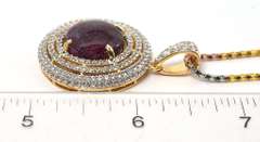 Jaw Dropping Massive 20.00CTS cabochon Cut Natural Star Ruby & White Sapphire Necklace in Vermeil
