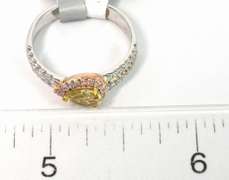Modern Pink, Yellow, & White Natural Diamond Ring in 14KT 3-Tone Gold