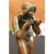 Hunched Woman Drinking Water Bronze Statue