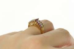 14K Yellow Gold Marquise Ruby Diamond Tiered Statement Ring
