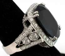 Grand Blue Sapphire 7& Diamond Plat Ring