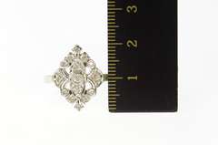 10K White Gold Ornate Filigree Diamond Elaborate Statement Ring