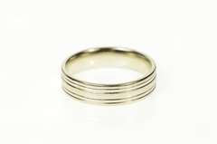 14K White Gold 5.9mm Grooved Classic Men's Wedding Band Ring