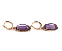 Lovely 14kt RG Amethyst, MOP, and Diamond Earrings